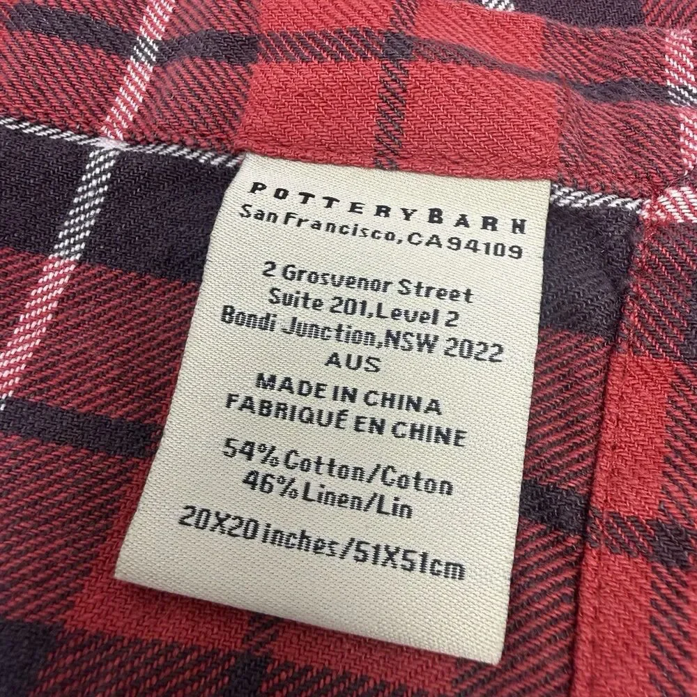 Pottery Barn Landon Plaid Cloth Napkins Set of 4 Red Black White